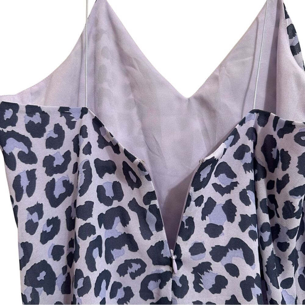 Tobi Women Lavender Leopard Print Mini Slip Dress V-Neck Spaghetti Strap S - Picture 7 of 12